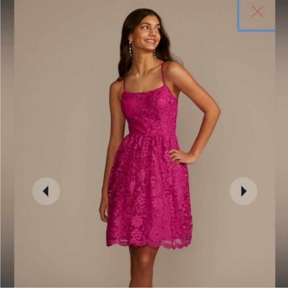FIFTEEN ROSES Pink‎ Floral Lace Formal MIDI Dress Size 10 Strappy Back Prom